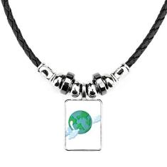 DIYthinker Colar Universo e Terra Alienígena Joias Torque Pingente de corda de couro