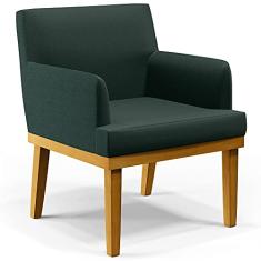 Poltrona Decorativa Para Sala de Estar e Recepção Beatriz W01 Linho Verde Musgo - Lyam Decor