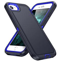 IDYStar Capa masculina para iPhone SE 2020, híbrida, teste de queda, resistente, durável, à prova de choque, ajuste fino, capa protetora para iPhone SE 2020/iPhone 7/iPhone 8/iPhone SE 3 2022, azul