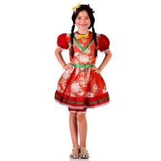 Fantasia Vestido Feminino Infantil Festa Junina Com Culote - P