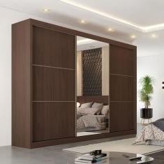 Guarda Roupa Casal 6 Gavetas com Espelho - Bragança-Ipê - Móveis Europa