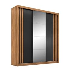 guarda-roupa casal com espelho ma flex 3 pt 2 gv amêndola
