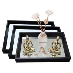 Kit de 3 Bandeja Espelho para Organizar Maquiagens Joias Perfumes Quarto Lavabo Banheiro