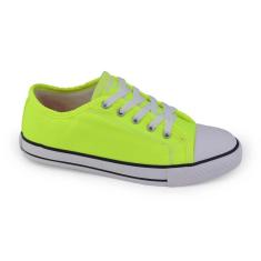 Tênis Infantil Diversão D11913 Amarelo Neon Low Cadarço-Unissex