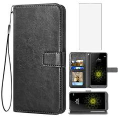 Asuwish Capa carteira compatível com LG G5, protetor de tela de vidro temperado e capa flip de couro, suporte para cartão, acessórios de celular, capas para celular para LGG5 SE LG5 G 5 5G meninas