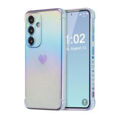 ZTOFERA Capa para Samsung Galaxy S23 FE de 6,4 polegadas, linda capa colorida com borda de revestimento iridescente com padrão de corações de amor, proteção de lente de câmera à prova de choque para
