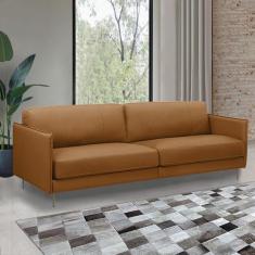 Sofá Decorativo Anthony 3 Lugares Sala de estar 210cm Pés em Aço Couro