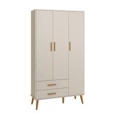 Guarda Roupa Isis Retrô 3 Portas 2 Gavetas Areia Fosco -Reller