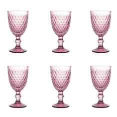 Conjunto de Taças de Vidro para Água 6 Peças 325 ml Bico de Abacaxi Rosa Lyor