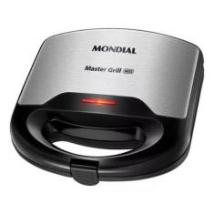 Sanduicheira Grill Mondial S-20 Inox Antiaderente 110V, Preto, 110V