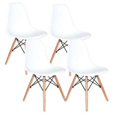 Conjunto 4 Cadeiras Charles Eames Eiffel Concha Fixa Branca - UNIVERSA