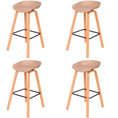 Kit 4 Banquetas Toledo Fratini 83 (altura) Revestimento Polipropileno Fendi Base Em Aço E Apoio De Pé Preto