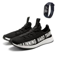 Tênis Masculino Para Academia Caminhada Sola Reta Com Relógio-Masculino