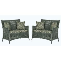 2 Sofás Área Externa Igapó Alumínio Pintura Preta Corda Náutica Estofa