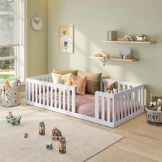 Cama Montessoriana Solteiro em MDF e Madeira com Grade Giulia Casatema