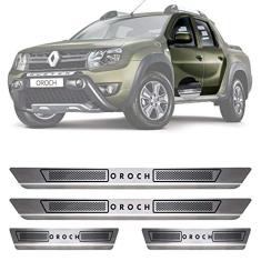 Soleira de Aço Inox Escovado Compatível Com Renault Oroch 4 Portas 2015 16 17 18 19