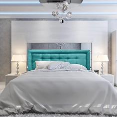 Cabeceira Painel Solteiro Veneza Luxo 10 Suede Liso Azul Turquesa 90 X 60 rbl