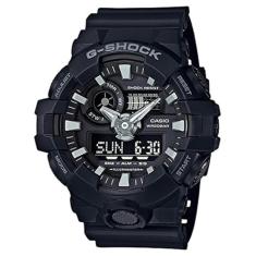 Casio Relógio masculino G-shock Ana Digi All Black, resistente à água de 200 metros com dia e data GA-700-1B, Preto, Moderno