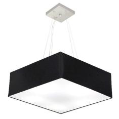 Lustre Pendente Quadrado Md-4137 Cúpula Em Tecido 15/70x70cm
