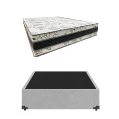 Cama Base Box Casal Super Confort Suede Cinza + Colchão Casal Super Confort D33 24x138x188