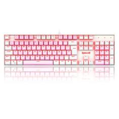 TECLADO MECANICO GAMER SINGLE COLOR REDRAGON MITRA ROSA E BRANCO COM SWITCH MARROM