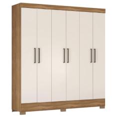 Guarda Roupas Casal 6 Portas 2 Gavetas Verso Demóbile (AMÊNDOA/OFF WHITE)