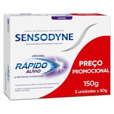Sensodyne Creme Dental Rápido Alívio e Proteção Duradoura Com Flúor para Dentes Sensíveis e Gengivais, Alívio Instantâneo, Leve 3 e Pague 2, 50g cada