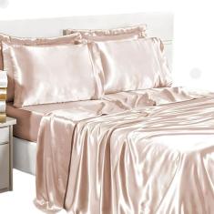 Jogo de Lençol King 4 Peças Cetim Charmousse Antifrizz Seda - Valle En