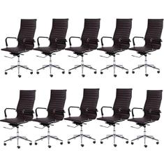 Kit 10 Cadeiras para Escritório Presidente Esteirinha com Relax Corino 3301 Or Design Café