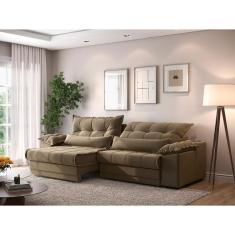 Sofá Retrátil e Reclinável com Molas ensacadas e Carregador USB Colosso 2,90m Veludocristal - NETSOFAS