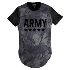 Camiseta Longline Camuflada Army Exército Grafite - Di Nuevo, M, Preto