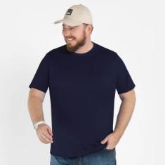 Camiseta Masculina Básica Plus Size Comfort Marinho-Masculino