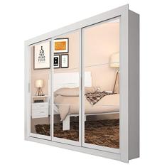 Guarda Roupa Casal com Espelho 3 Portas 2 Gavetas PH1681 Herval Touch Branco