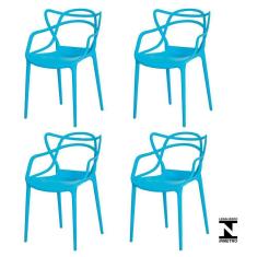 Kit 4 Cadeiras Allegra Azul Sala Cozinha Jantar