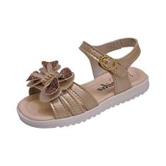 Sandália Papete Infantil Menina Laço Duplo Dourada