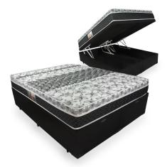 Cama Box Com Baú Queen + Colchão De Molas - Castor - Class Tecnopedic One Face 158x198x67cm