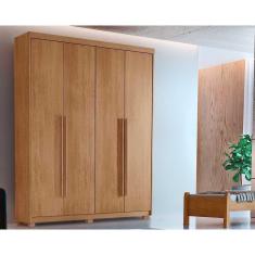 Guarda Roupa Solteiro 4 Portas E 2 Gavetas C/ Pés Hawaii Naturale - Rufato