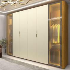 Guarda-roupa Casal 6 Portas com 2 Portas Reflecta com Pés com Led Innova Naturale/Off White