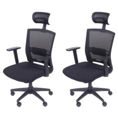 Kit 2 Cadeiras para Escritorio Presidente Nr17 Office 3317 Preto