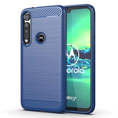 Capa para Motorola Moto G8 Plus, capa de material de fibra de carbono, suave antiderrapante, macia, anti-impressões digitais, capa totalmente protetora para Motorola Moto G8 Plus