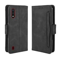 Capa com compartimento para cartão para Samsung Galaxy A01, capa flip carteira com suporte de couro para Samsung Galaxy A01, capa magnética retrô para celular, capa carteira com compartimentos para