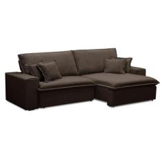 Sofá 3 Lugares Retrátil e Reclinável Sarov Veludo Tabaco - Modern