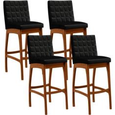 Kit 04 Banquetas Altas Para Cozinha Sala de Jantar Fixa Mila L02 Facto