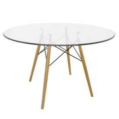 Mesa de Jantar Eames Wood Tampo Vidro 110 Cm - Up Home