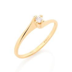 Anel Rommanel Banhado Ouro Aro Fino Solitário Zircônia 510516, 18
