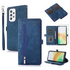 Asuwish Capa de telefone para Samsung Galaxy A53 5G capa carteira com protetor de tela de vidro temperado e zíper transversal flip suporte para cartão de crédito celular A 53 G5 53A SM A536U 6,5