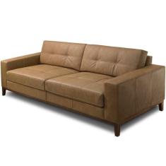 Sofá 3 Lugares Para Sala De Estar Living 240cm Cadore L06 Couro Camel 