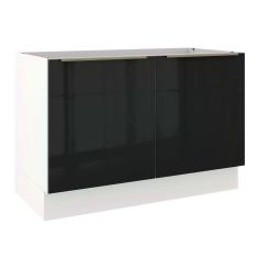 Balcão de Pia Madesa Lux 120 cm 2 Portas - Branco/Preto