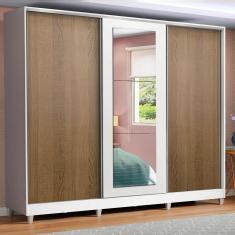 Guarda Roupa Casal 100% MDF Madesa Eros 3 Portas de Correr com Espelho com Pés