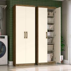 Armário Multiuso 02 Portas Margarida Henn - Rústico com Off White